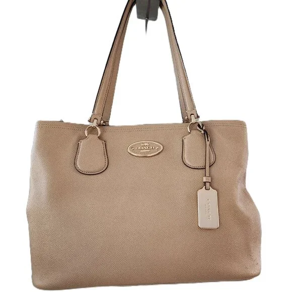 Euc Coach Kitt Carryall Tan Leather Shoulder Bag Handbag